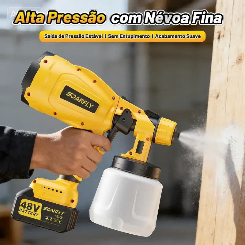 Detalhe 1 — Pistola de Pintura Soarfly 48V 800 ml Sem Fio