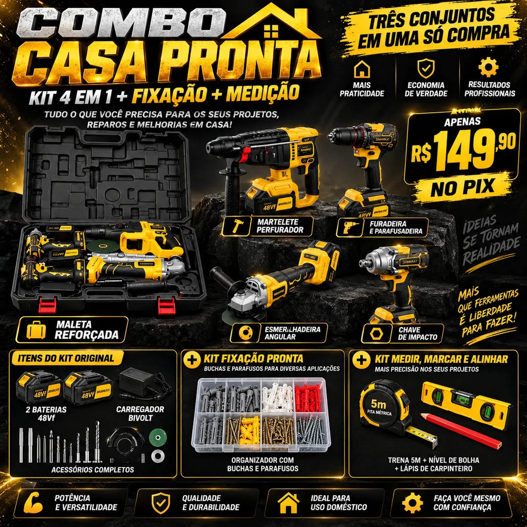 Imagem 1 de [SOARFLY] Combo Casa Pronta: Kit 4 em 1 48Vf + Kit Fixação