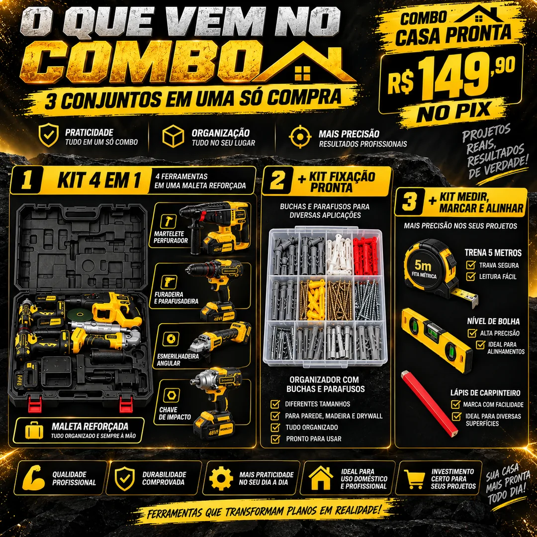 Imagem 2 de [SOARFLY] Combo Casa Pronta: Kit 4 em 1 48Vf + Kit Fixação